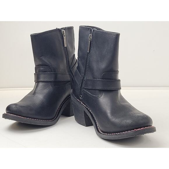 Harley-Davidson Black Leather Heeled Boots Women's Sz 7.5 - Picture 7 of 10